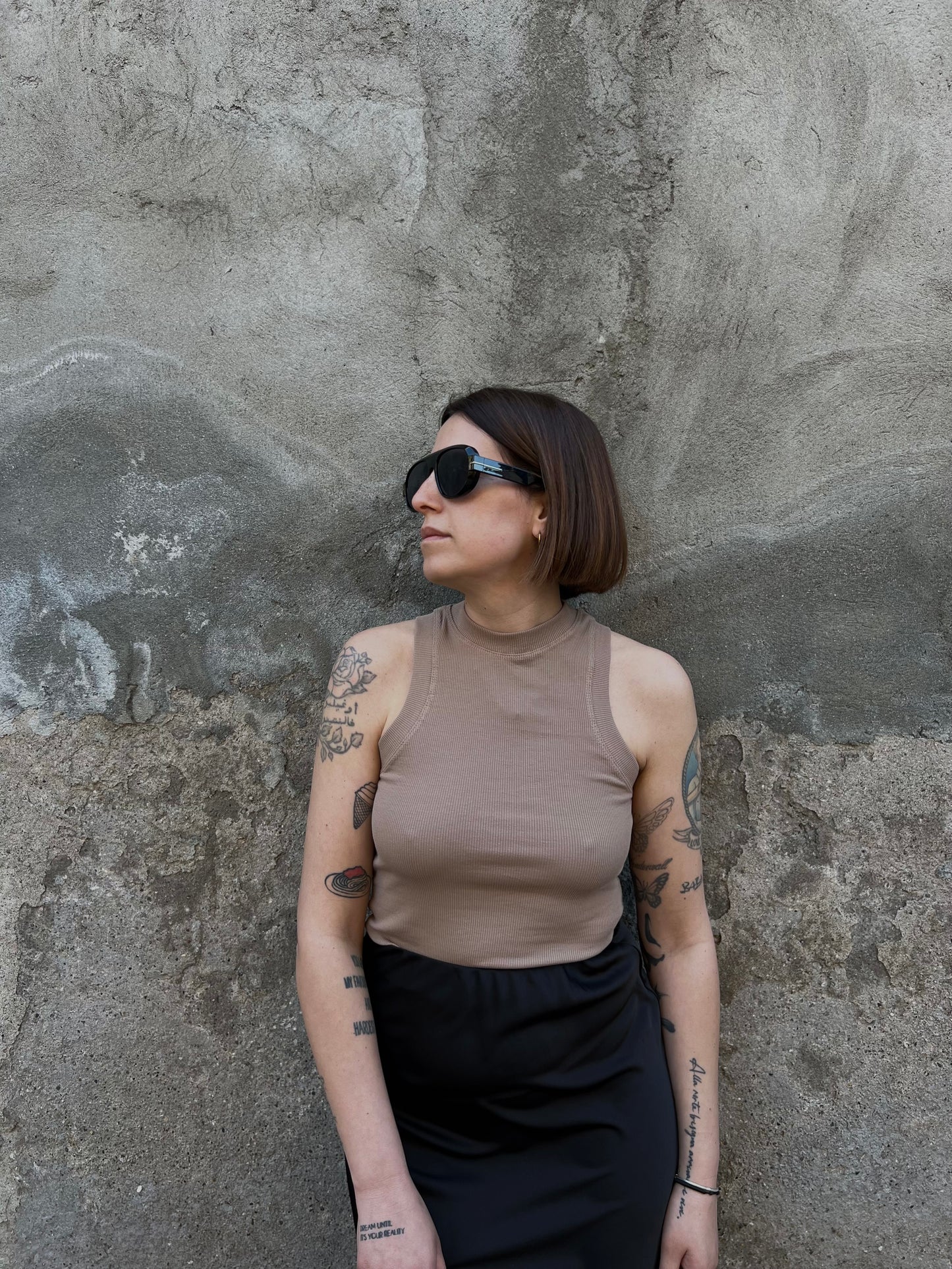 canotta a costine beige