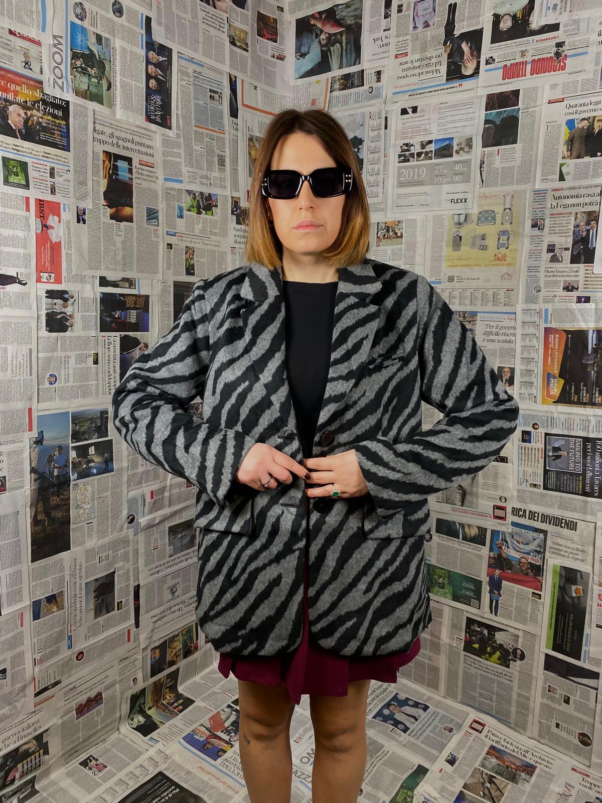 blazer in panno zebrato