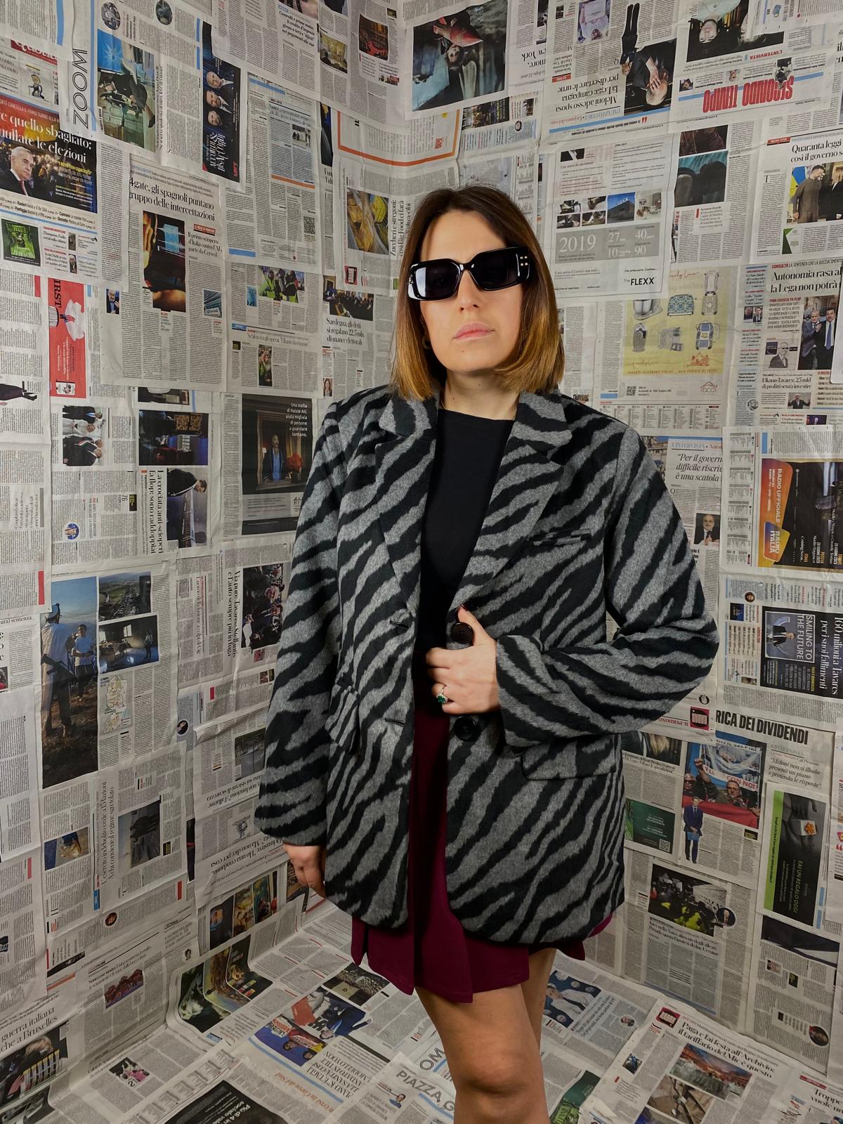 blazer in panno zebrato