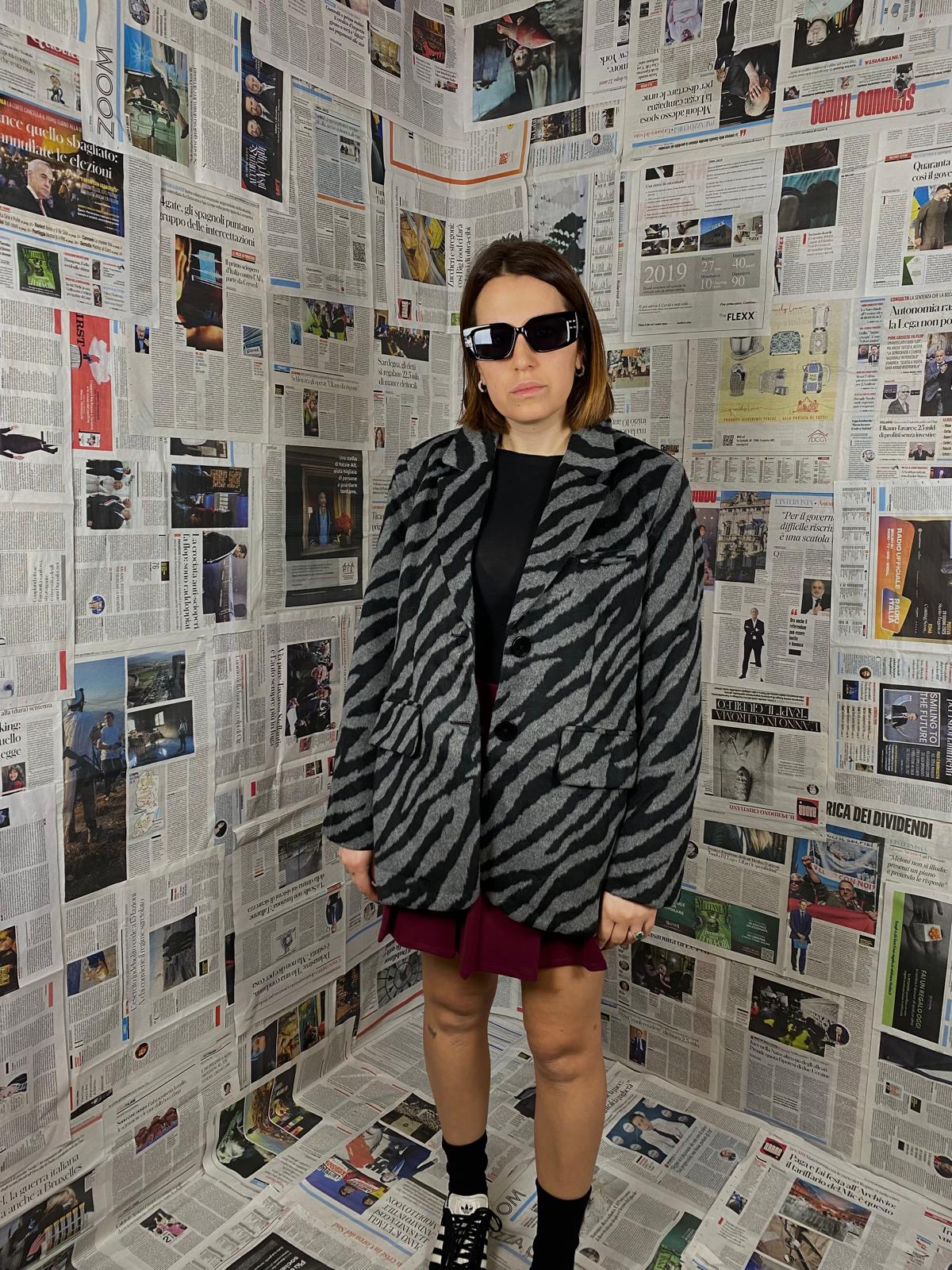 blazer in panno zebrato