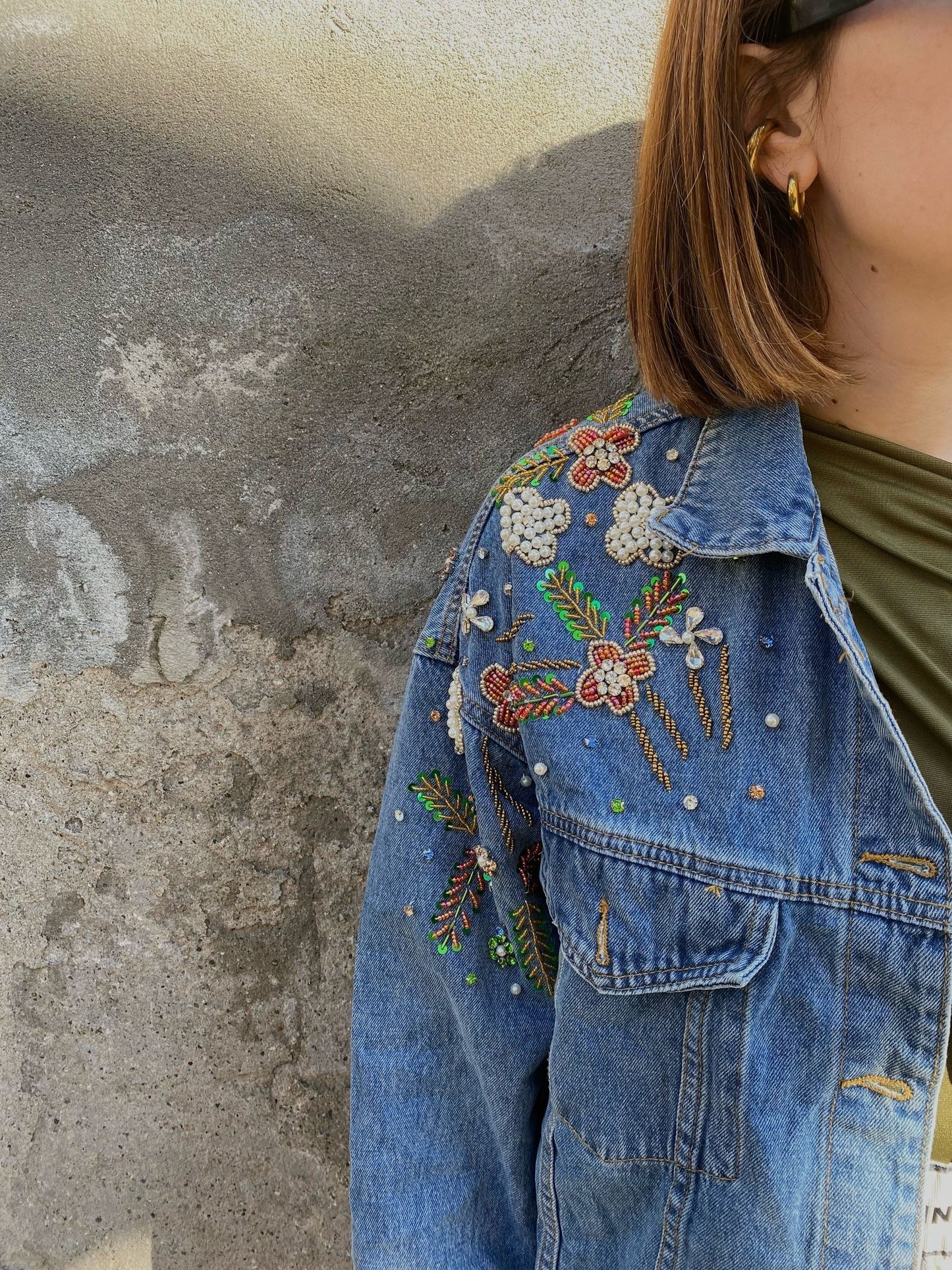 giubbotto denim flower