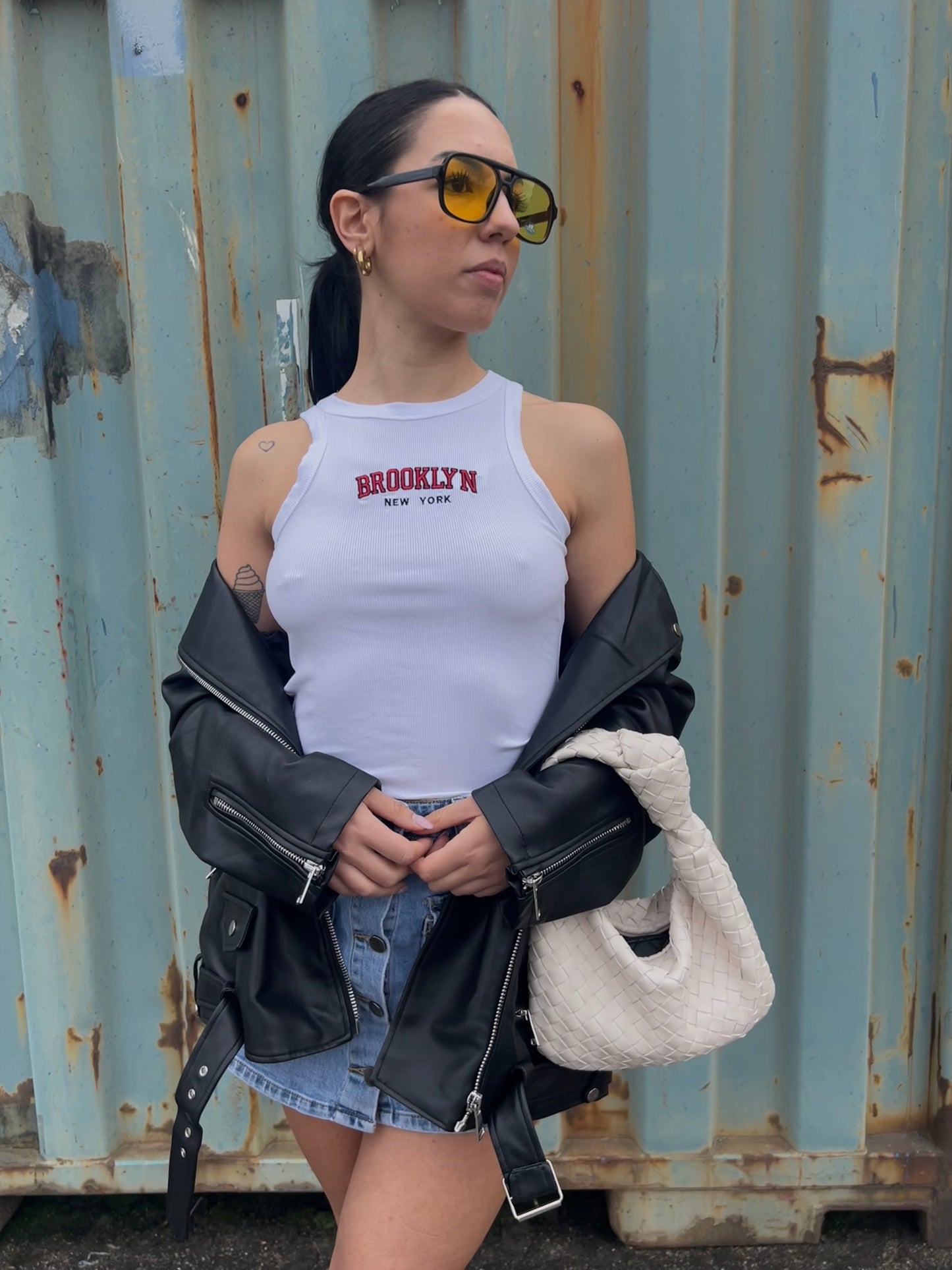 canotta Brooklyn bianca